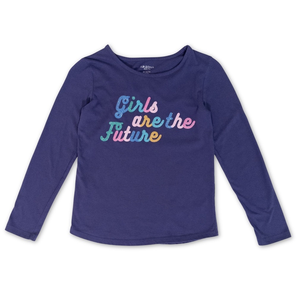 Arizona Jean Co Long Sleeve T Shirt Girls Medium‎ Purple Girly Rainbow Words